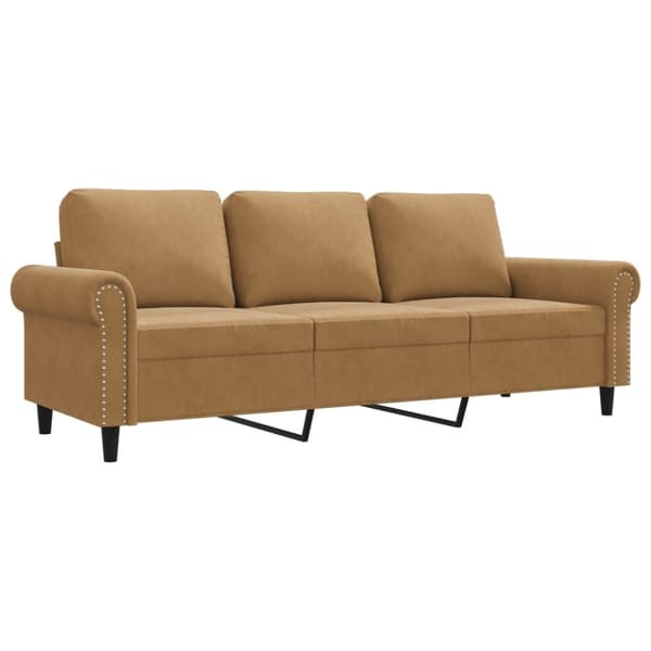 vidaXL 3-personers sofa 180 cm fløjl brun