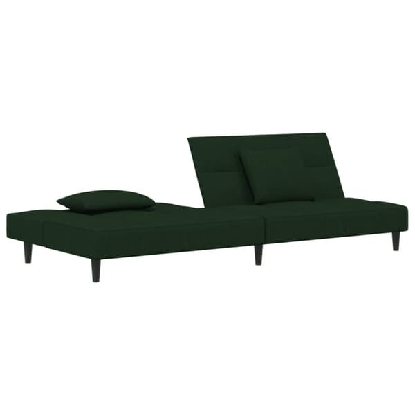 vidaXL Bäddsoffa 2-sits med två kuddar mörkgrön sammet