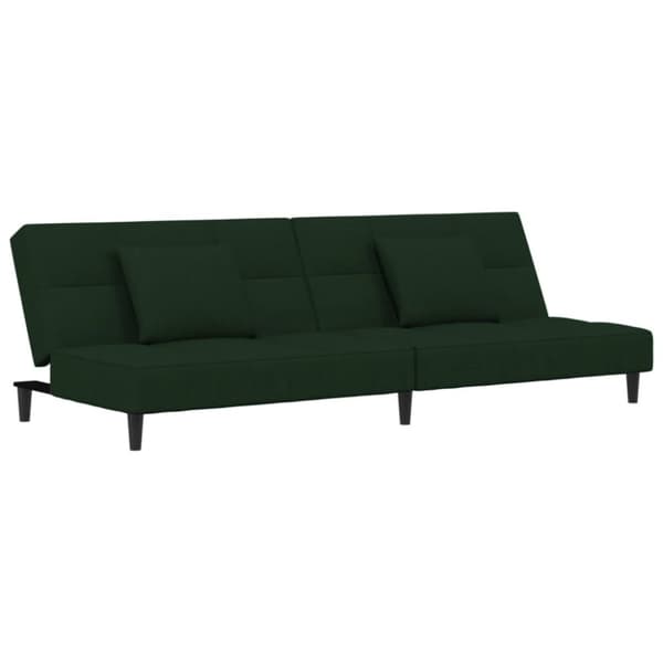 vidaXL Bäddsoffa 2-sits med två kuddar mörkgrön sammet