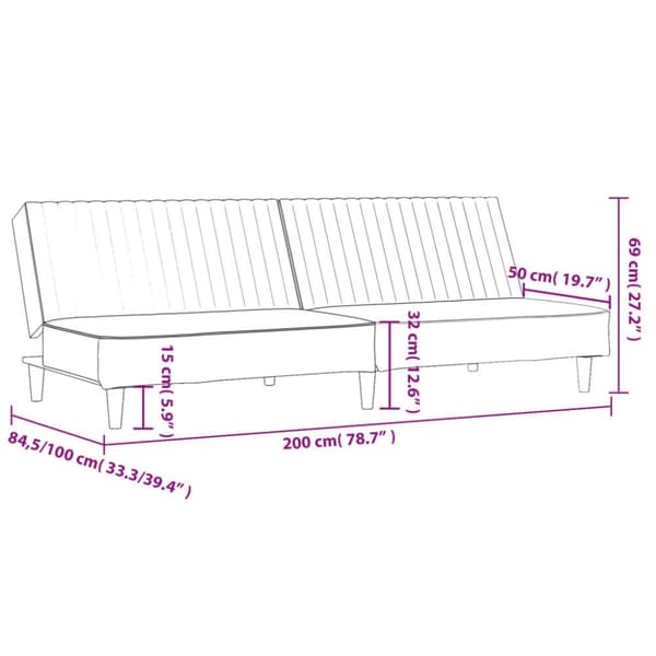 vidaXL Bäddsoffa 2-sits rosa sammet