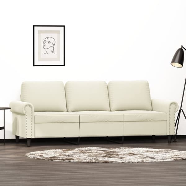 vidaXL 3-sitssoffa gräddvit 180 cm sammet