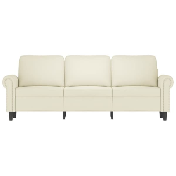 vidaXL 3-sitssoffa gräddvit 180 cm sammet