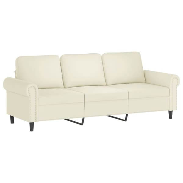 vidaXL 3-sitssoffa gräddvit 180 cm sammet
