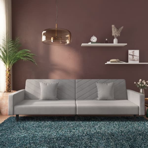 vidaXL 2-personers sovesofa med 2 puder velour lysegrå