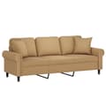 Miniatyrbillede 3 af 8: vidaXL 3-personers sofa med pyntepuder 180 cm velour brun