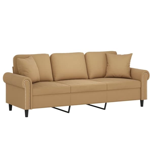 vidaXL 3-personers sofa med pyntepuder 180 cm velour brun