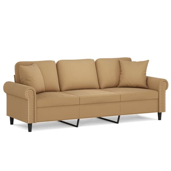 vidaXL 3-personers sofa med pyntepuder 180 cm velour brun