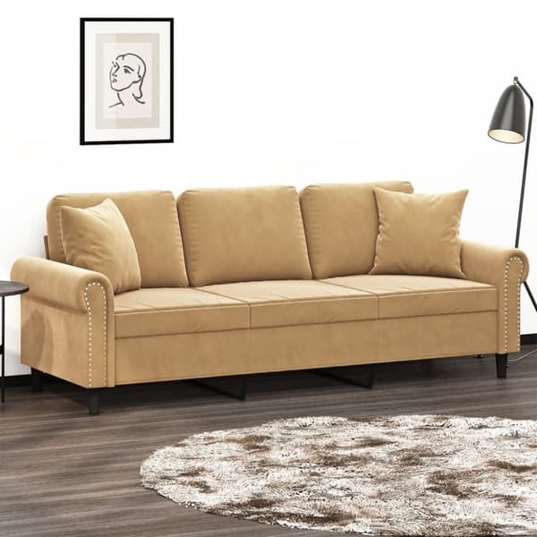 vidaXL 3-personers sofa med pyntepuder 180 cm velour brun