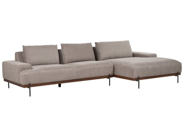 Hjørnesofa Stoff Lysebrun Metallben 3-seter Venstrevendt Minimalistisk stil Stue