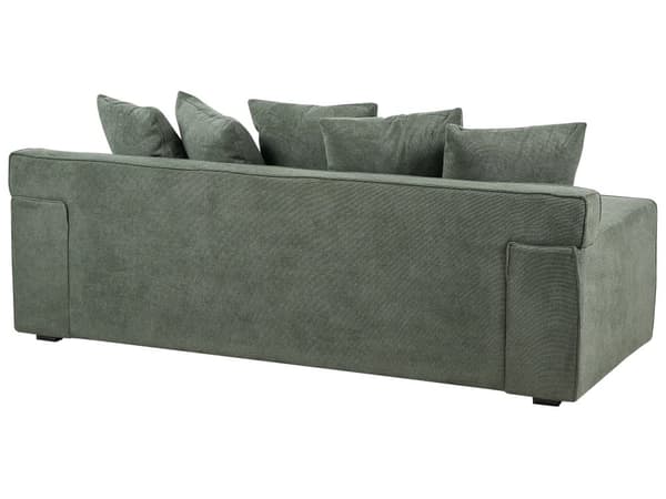 3-seters sofa Grønn Stoff Chenille Ben i eukalyptustre Brede armlener Puter Moderne design Stue
