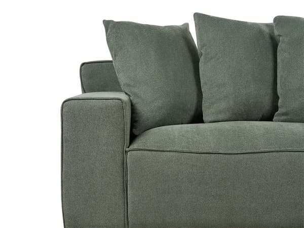 3-seters sofa Grønn Stoff Chenille Ben i eukalyptustre Brede armlener Puter Moderne design Stue
