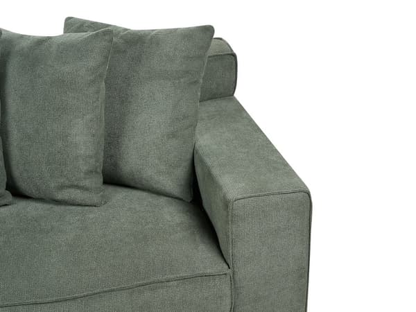 3-seters sofa Grønn Stoff Chenille Ben i eukalyptustre Brede armlener Puter Moderne design Stue