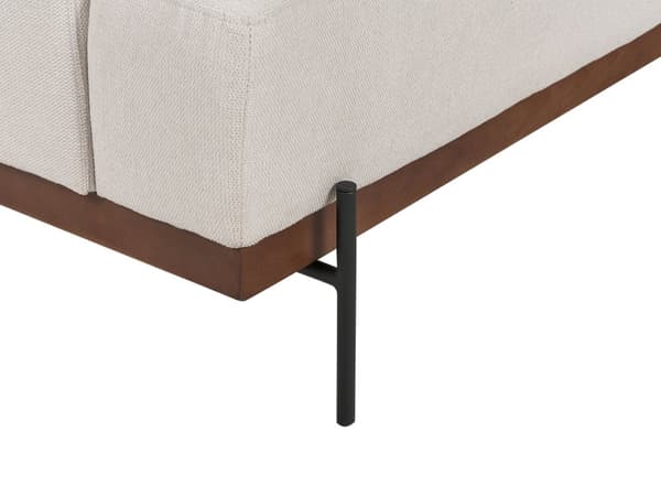 Kulmasohva kangas verhoilu beige vasen 3 hengelle metallijalat minimalistinen tyyli