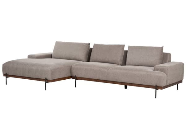 Höger Hörnsoffa Tyg Ljusbrun Metallben 3-sits Minimalistisk stil