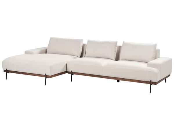 Höger Hörnsoffa Tyg Beige Metallben 3-sits Minimalistisk stil
