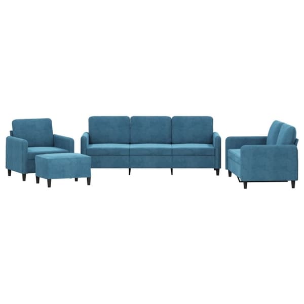 vidaXL sofasæt 4 dele velour blå