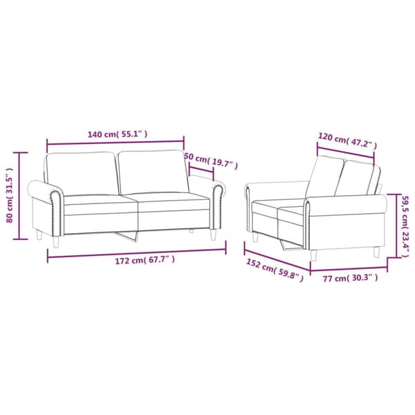 vidaXL sofasæt 2 dele med hynder velour mørkegrøn