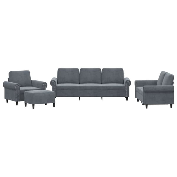 vidaXL sofasæt 4 dele med hynder velour mørkegrå