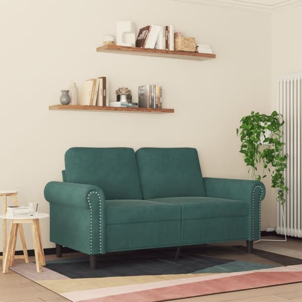 vidaXL Soffa 2-sits mörkgrön 120 cm sammet
