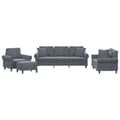 Miniatyrbillede 1 af 11: vidaXL sofasæt 4 dele med puder velour mørkegrå