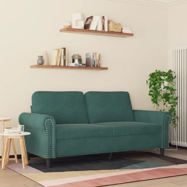 vidaXL Soffa 2-sits mörkgrön 140 cm sammet