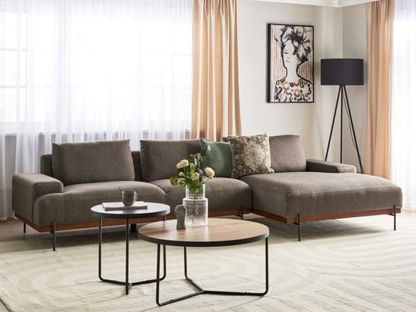 Hjørnesofa Stof Brun Metalben 3-personers Venstrevendt Minimalistisk moderne stil Stue