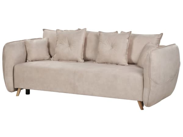 Vuodesohva kermanvalkoinen samettiverhoilu säilytystila 2 hengelle 234 x 104 x 77 cm irrotettava päällinen moderni tyyli
