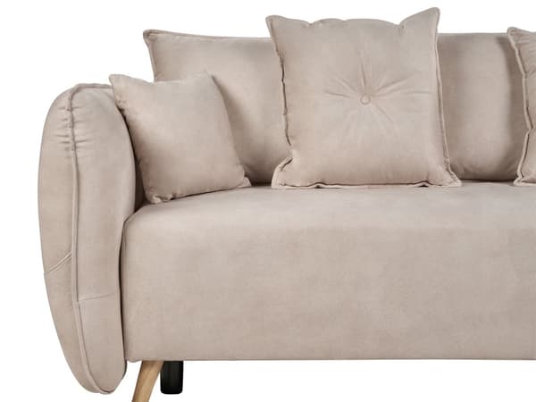 Vuodesohva kermanvalkoinen samettiverhoilu säilytystila 2 hengelle 234 x 104 x 77 cm irrotettava päällinen moderni tyyli