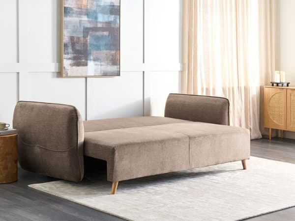 Sovesofa Brun fløyelsstoff i polyester 234 x 104 x 77 cm sovesofa Oppbevaring Ekstra puter Avtakbare trekk Moderne stue Soverom