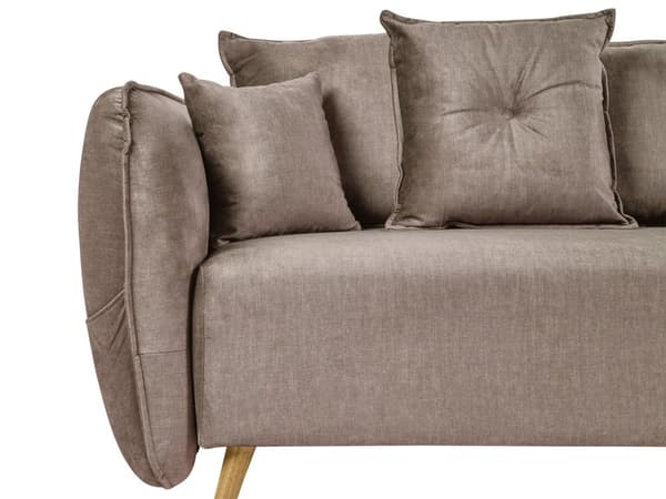 Sovesofa Brun fløyelsstoff i polyester 234 x 104 x 77 cm sovesofa Oppbevaring Ekstra puter Avtakbare trekk Moderne stue Soverom