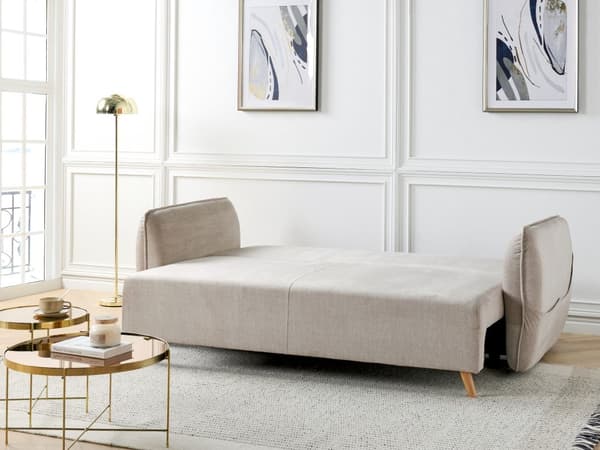 Sovesofa Taupe fløyelsstoff i polyester 234 x 104 x 77 cm sovesofa Oppbevaring Ekstra puter Avtakbare trekk Moderne stue Soverom