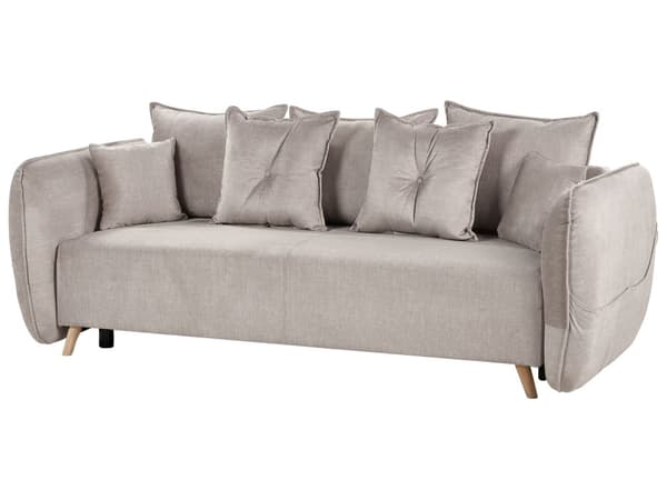 Sovesofa Taupe fløyelsstoff i polyester 234 x 104 x 77 cm sovesofa Oppbevaring Ekstra puter Avtakbare trekk Moderne stue Soverom