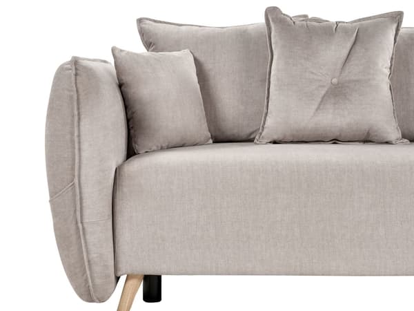 Sovesofa Taupe fløyelsstoff i polyester 234 x 104 x 77 cm sovesofa Oppbevaring Ekstra puter Avtakbare trekk Moderne stue Soverom