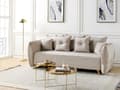 Miniatyrbilde 2 av 11: Sovesofa Taupe fløyelsstoff i polyester 234 x 104 x 77 cm sovesofa Oppbevaring Ekstra puter Avtakbare trekk Moderne stue Soverom