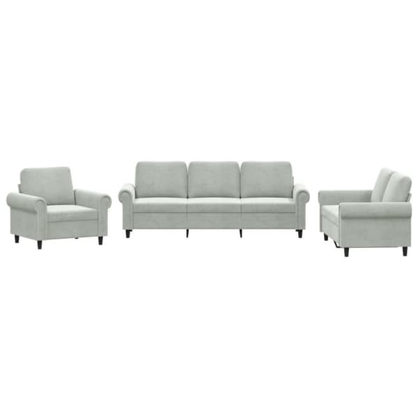 vidaXL sofasæt 3 dele med hynder velour lysegrå
