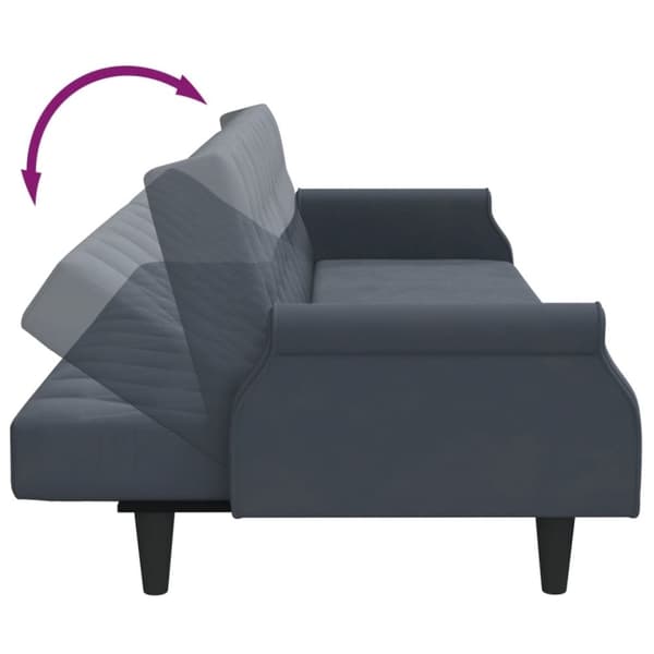 vidaXL 2-personers sovesofa med puder og fodskammel velour mørkegrå