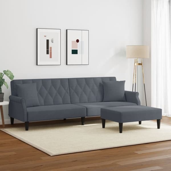 vidaXL 2-personers sovesofa med puder og fodskammel velour mørkegrå
