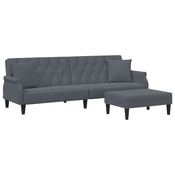 vidaXL 2-personers sovesofa med puder og fodskammel velour mørkegrå