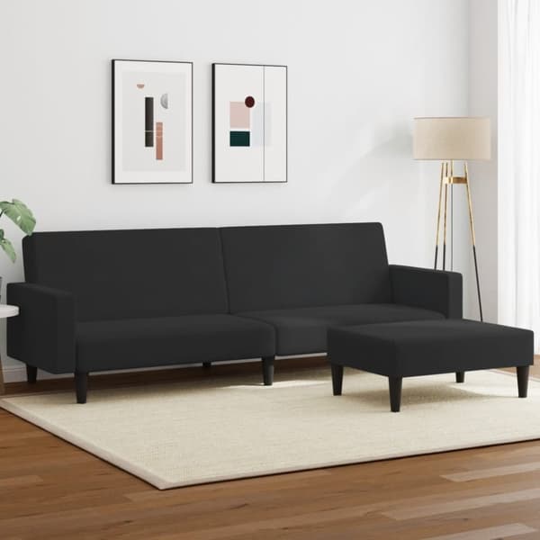 vidaXL 2-personers sovesofa med fodskammel velour sort