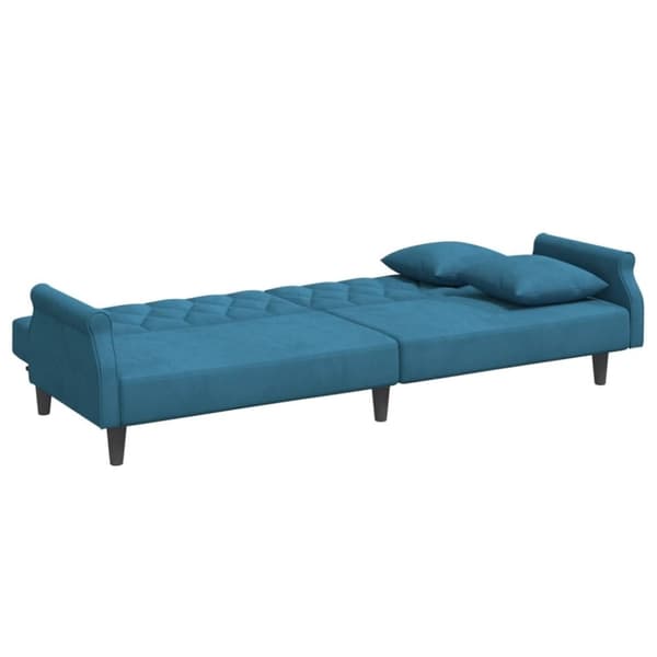 vidaXL Bäddsoffa 2-sits med kuddar och fotpall blå sammet