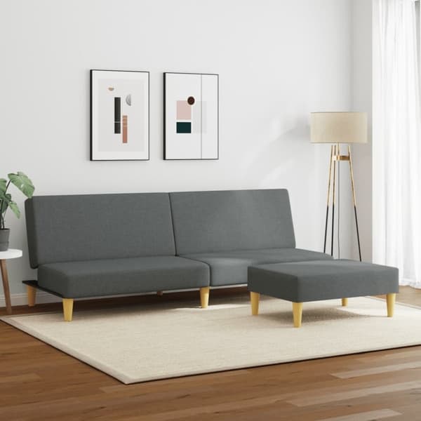 vidaXL 2-personers sovesofa med fodskammel stof mørkegrå