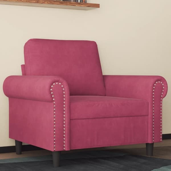 vidaXL lænestol 60 cm velour vinrød