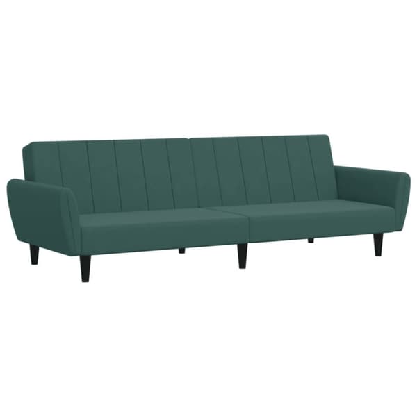 vidaXL Bäddsoffa 2-sits med fotpall mörkgrön sammet