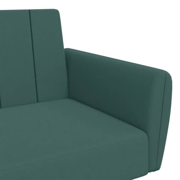 vidaXL Bäddsoffa 2-sits med fotpall mörkgrön sammet