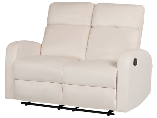 Manuell liggesofa Hvit fløyelspolstret 2-seters sofa med moderne design Relax-funksjon