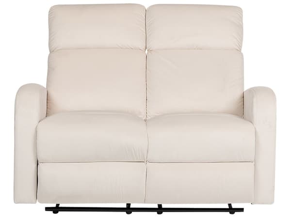 Manuell liggesofa Hvit fløyelspolstret 2-seters sofa med moderne design Relax-funksjon