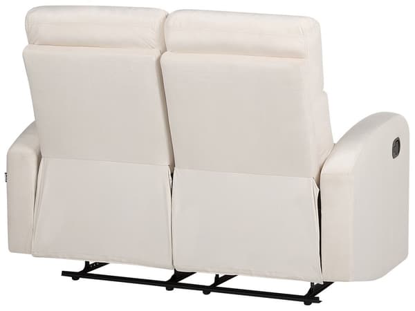 Manuell liggesofa Hvit fløyelspolstret 2-seters sofa med moderne design Relax-funksjon
