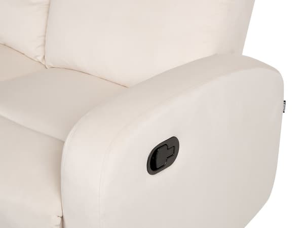Manuell liggesofa Hvit fløyelspolstret 2-seters sofa med moderne design Relax-funksjon