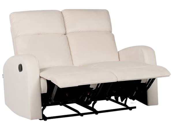 Manuell liggesofa Hvit fløyelspolstret 2-seters sofa med moderne design Relax-funksjon