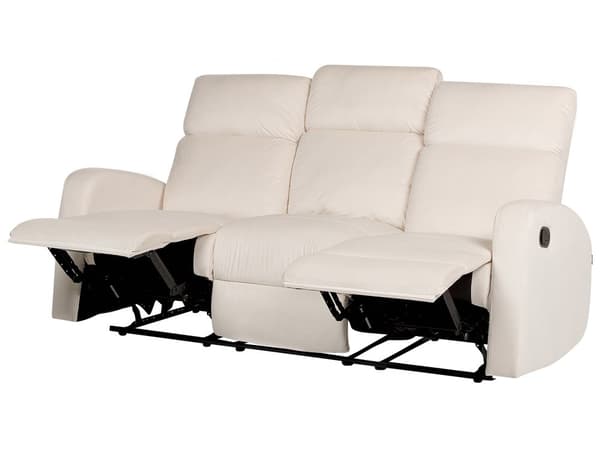Manuelt liggesofasett Hvit fløyelspolstret 3-seters og 2-seters lenestol Sofa med moderne design Relax-funksjon